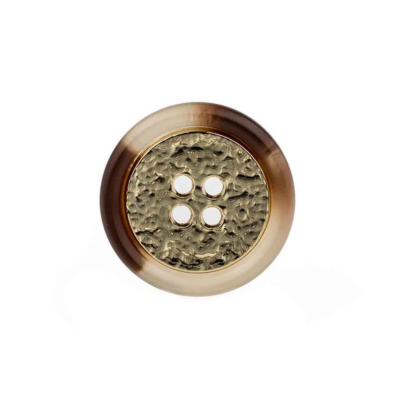 Beige/Coffee/Black Round 4-Hole Resin-Metal Combo Buttons - 50pcs
