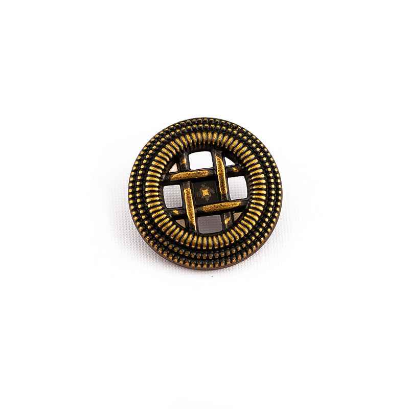 Round Woven Antique Gold Silver Matte Metal Shank Buttons 40-Pack