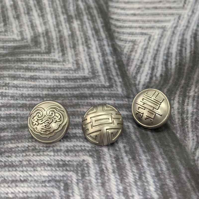 Chinese Mushroom Buttons with Cloud/Happiness/Longevity Symbols 48 Pack