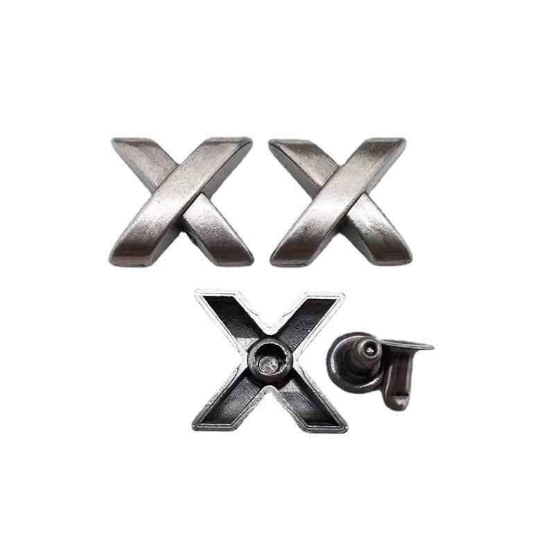 13MM Antique Silver X-Shaped Metal Rivet Studs for Leather 30 Pack