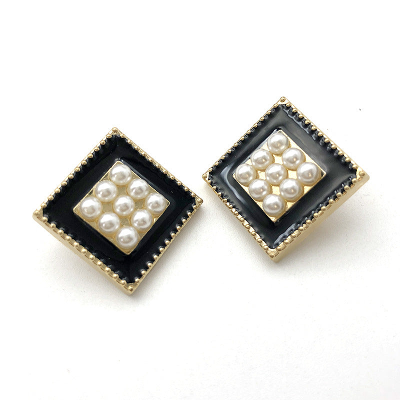 20mm Guld og Sølv Firkantede Perle Metal Skaft Knapper 12stk