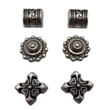 Vintage Silver Cross Flower Rivets Punk Gothic DIY Studs 30 Pack