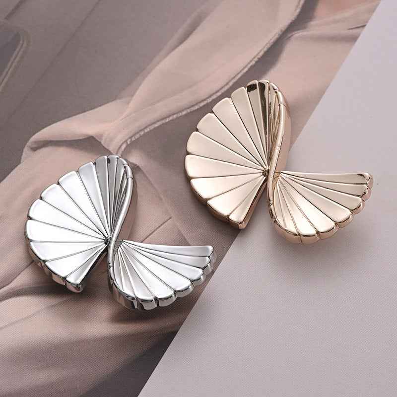 Gold & Silver Premium Geometric Fan-Shaped Folded Metal Buttons 20pcs