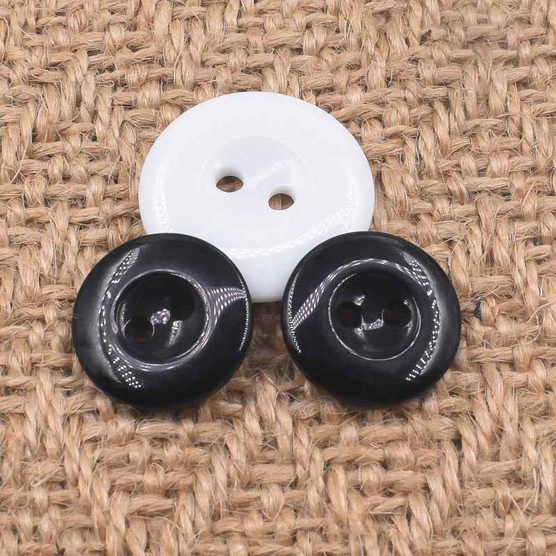 Round 2-Hole Black White Resin Buttons for Universal Uniform 100 Pack