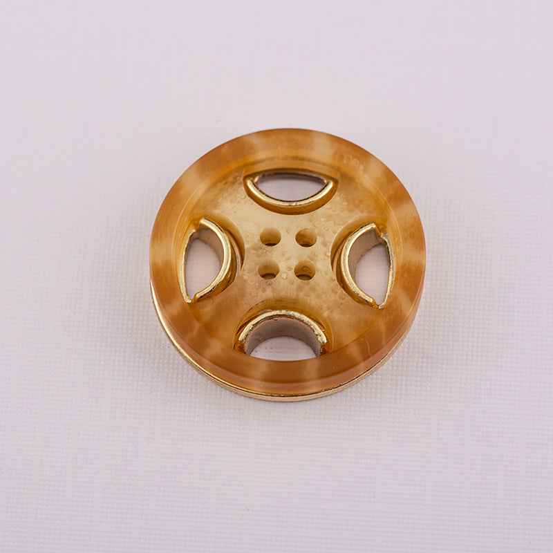 Black/Beige/Brown Round 4-Hole Resin-Metal Coat Buttons 30 Pack