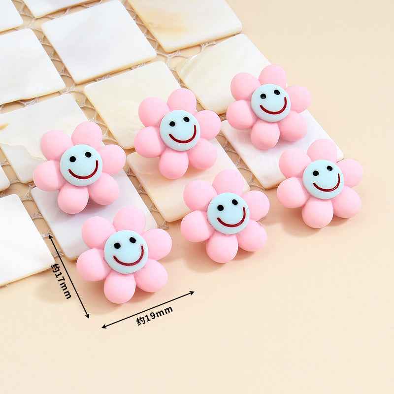 19mm Smiley Flower Plastic Buttons Metal Shank for Baby Clothes 30pcs
