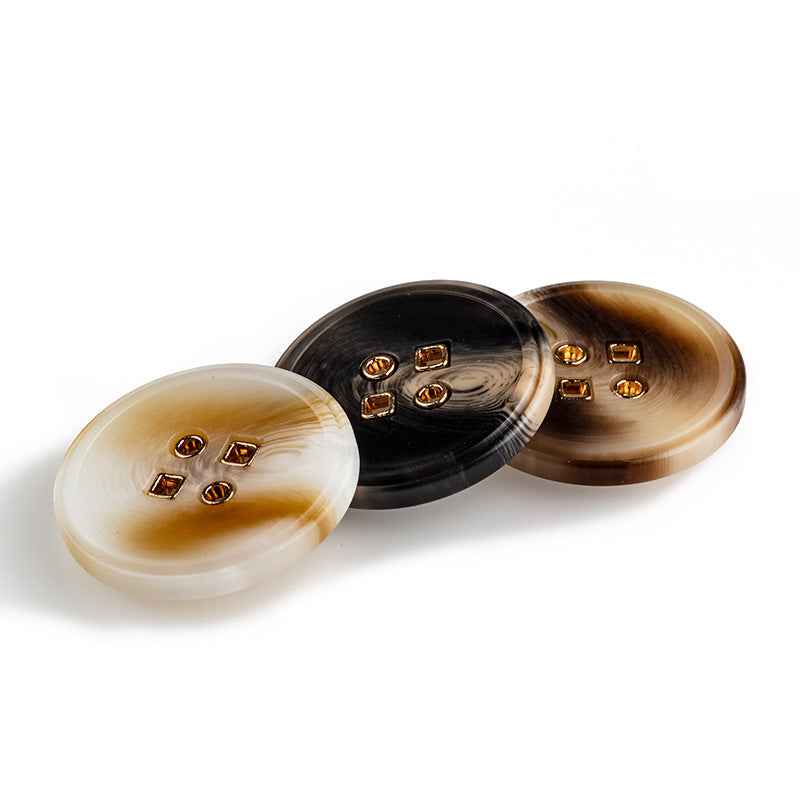 Black/Beige/Brown Round Resin Buttons with 4 Metal Holes 40-Pack