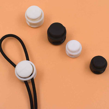 100PCS Black and White Plastic Cord Locks for Drawstring Bags Clothes