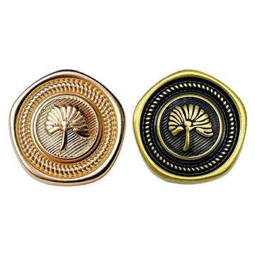 18/23mm Pentagon Vintage Apricot Leaf Metal Button 20st