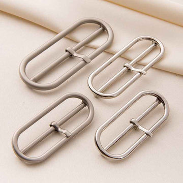 30-60mm Oval Center Bar Belt Buckles - Adjustable Metal Clasps 20pcs
