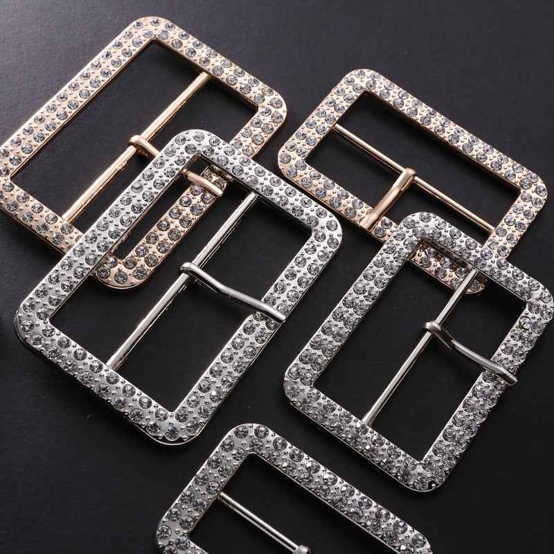 Alloy Crystal-Studded Square Buckles Belt Adjusters 10 Pack(2 Colors)