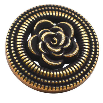 Vintage Gold/Nickel Black Oil Tone Hollow Rose Metal Buttons 18 Pack