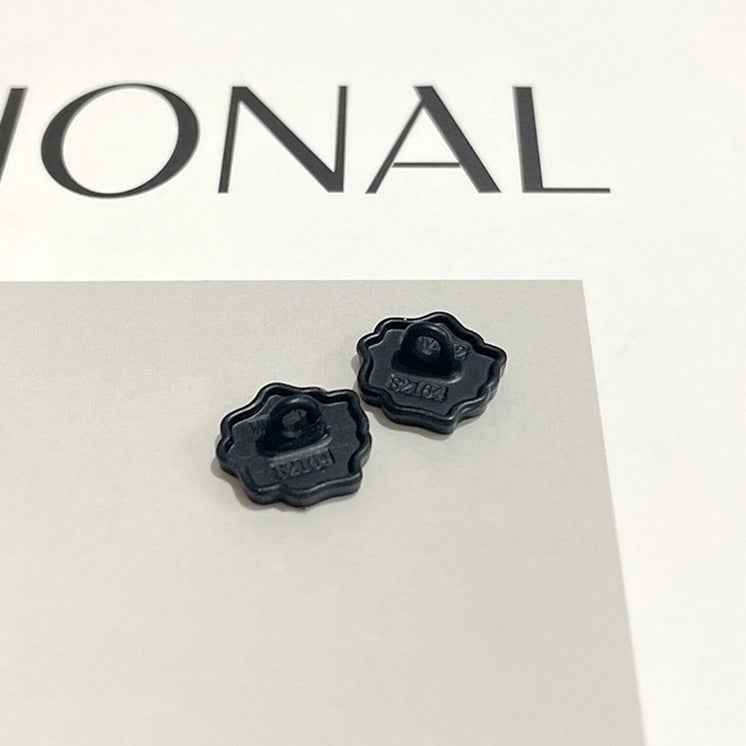 12mm Vintage Camellia Black & White Floral Metal Shank Buttons 50 Pack