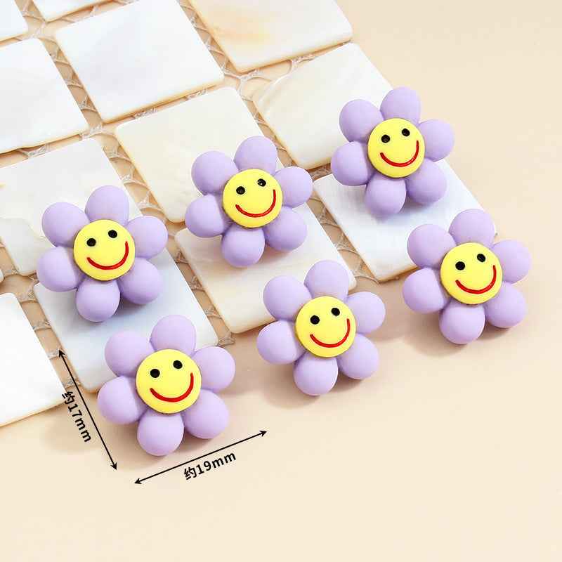 19mm Smiley Flower Plastic Buttons Metal Shank for Baby Clothes 30pcs