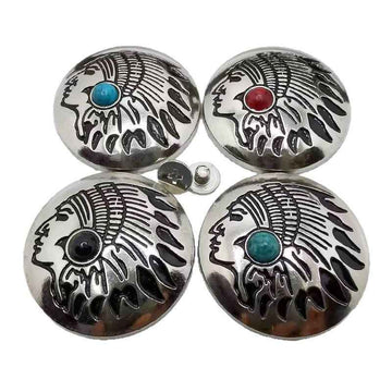 30MM Shiny Silver Alloy Native American Turquoise Screw Rivets 20 Pack