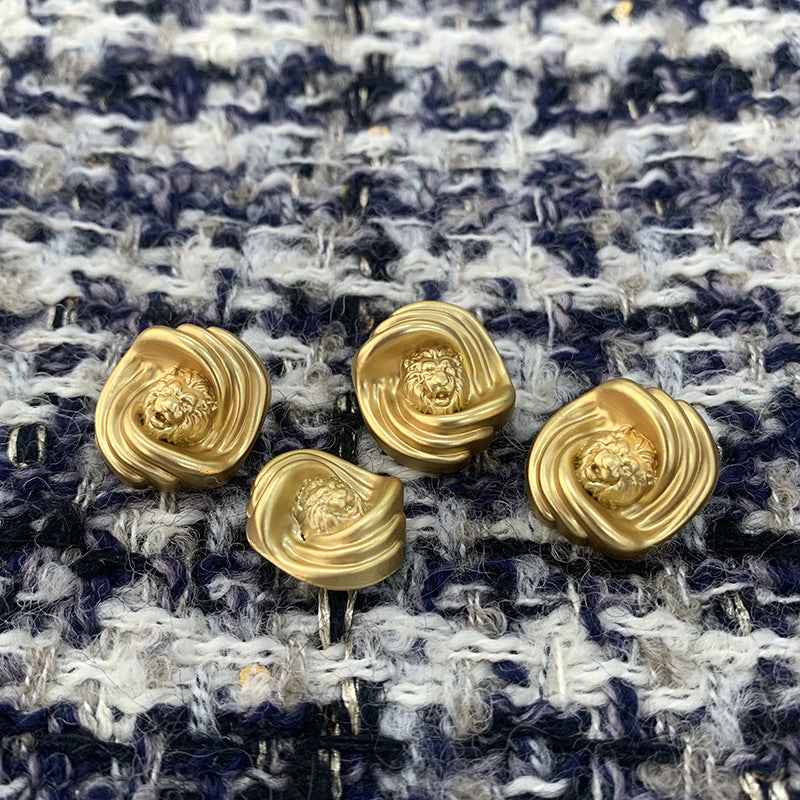 British Style Gold Irregular Lion Head Metal Shank Buttons 50 Pack