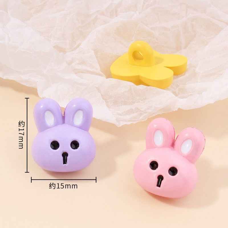36-Pack Colorful Cute Rabbit 15mm Resin Shank Buttons