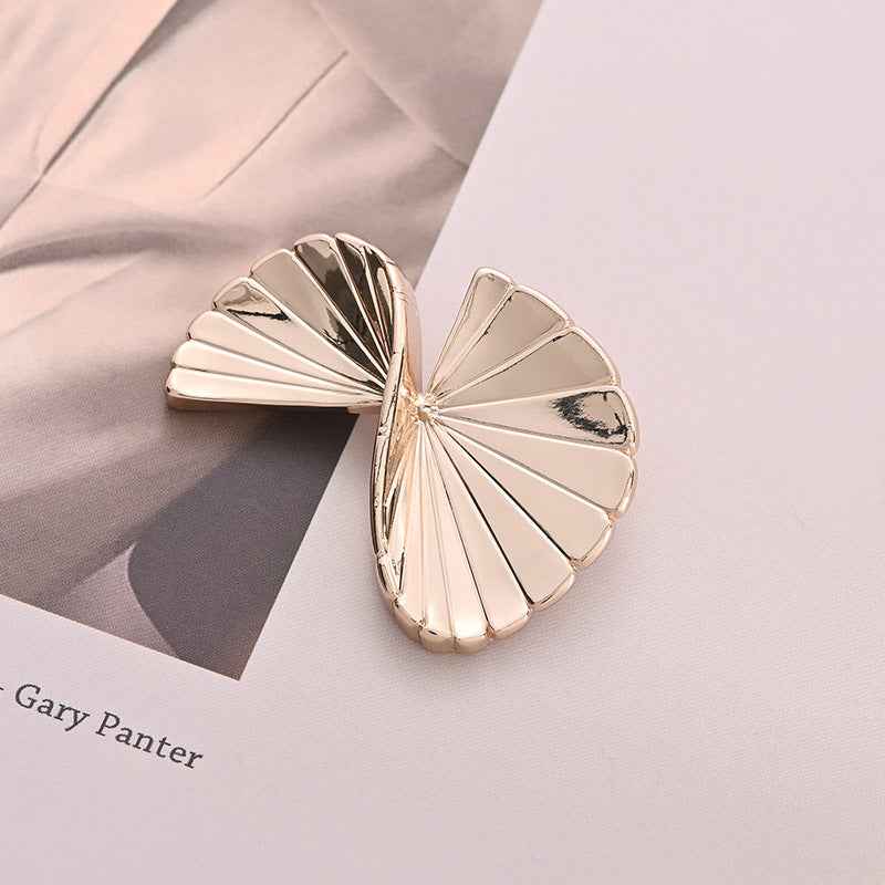 Gold & Silver Premium Geometric Fan-Shaped Folded Metal Buttons 20pcs