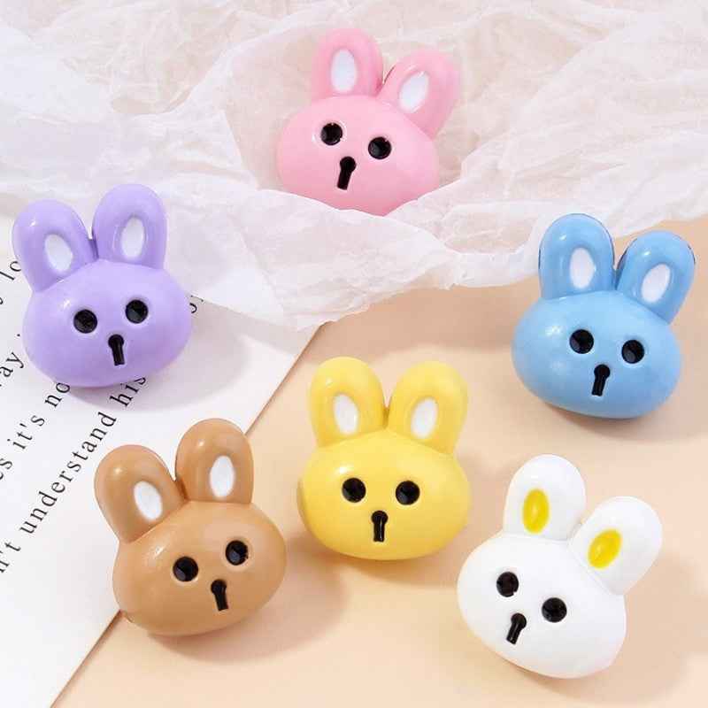 36-Pack Colorful Cute Rabbit 15mm Resin Shank Buttons