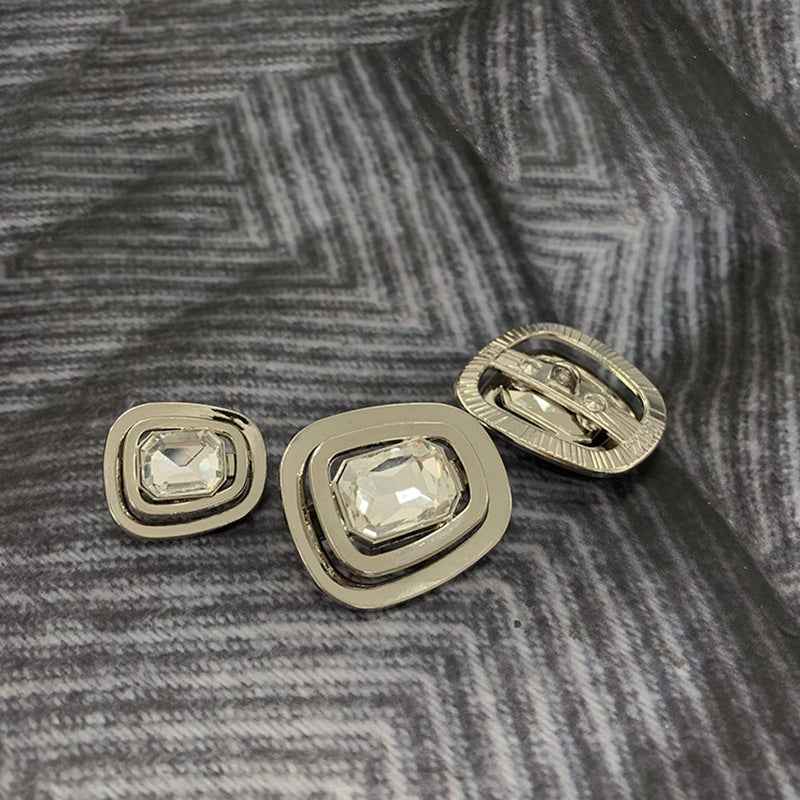 Luxury Gemstone Gold/Silver Alloy Shank Buttons for Women's Coats 50 Pack