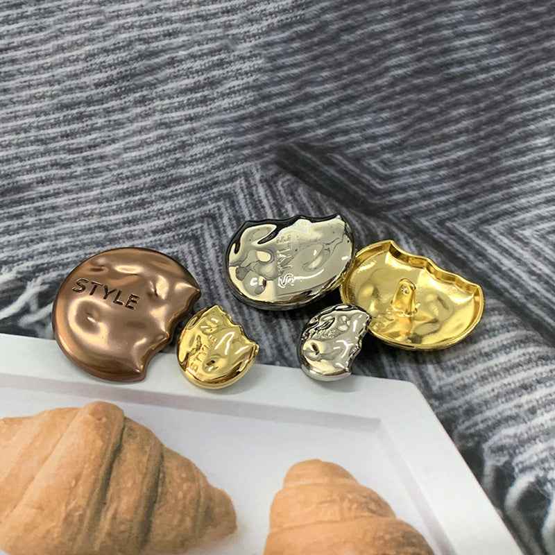 Vintage Semi-Circular Metal Shank Buttons 48pcs (18mm/20mm/35mm)
