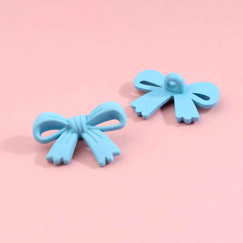28mm Colorful Bow Shaped Plastic Shank Buttons for Kids' Clothes 90pcs