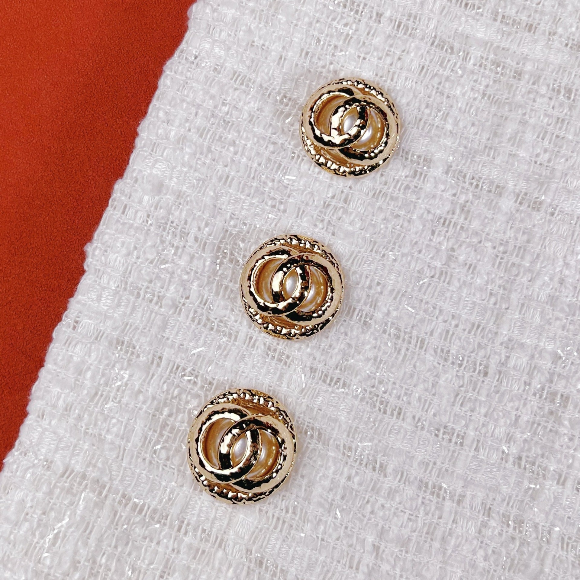 18/23MM rožnato zlati dvojni obroč biserni kovinski gumbi 10 kosov