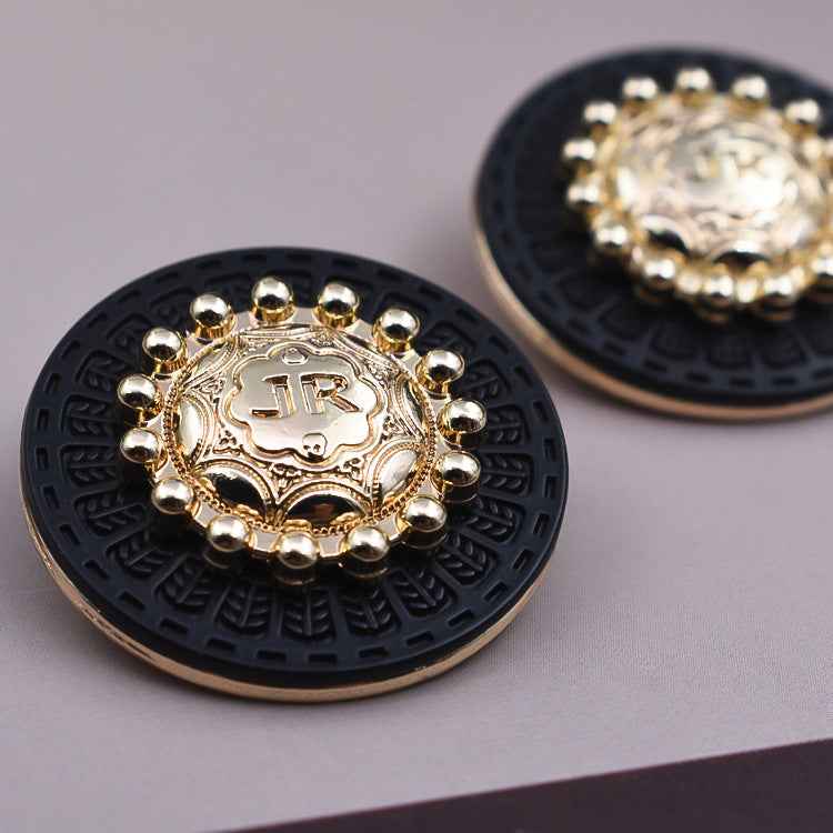 25mm Round Vintage British Gold White Black Metal Shank Buttons 10pcs