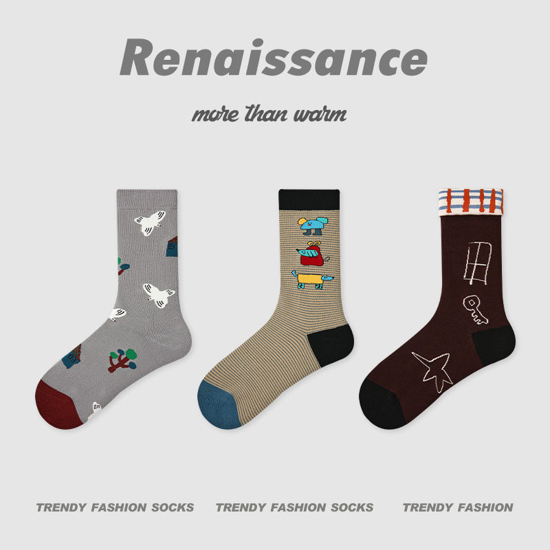 Color-Block Stripe & Polka Dot Princess Socks for Women 3 Pack