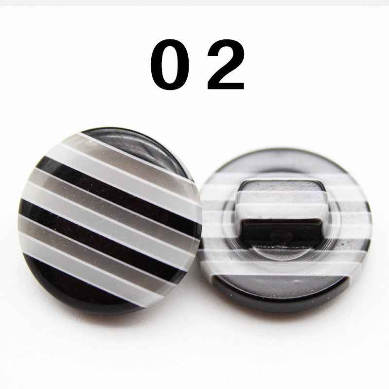 14mm Rainbow Round Shank Striped Resin Buttons for Shirts 50pcs
