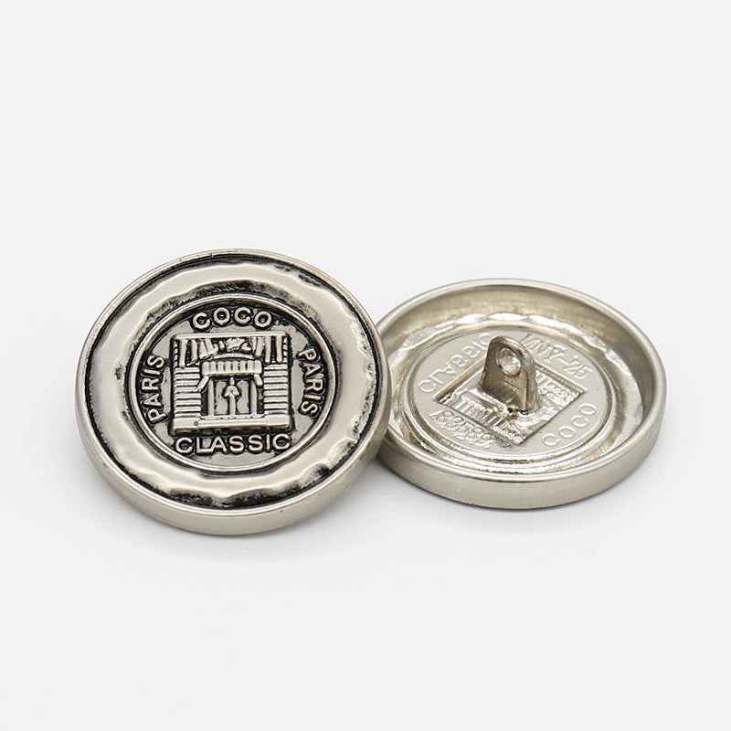 Frosted Gold Silver Vintage Parisian Style Metal Shank Buttons 48pcs