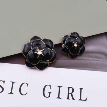 18/23mm Black & White Camellia Metal Shank Buttons 10pcs