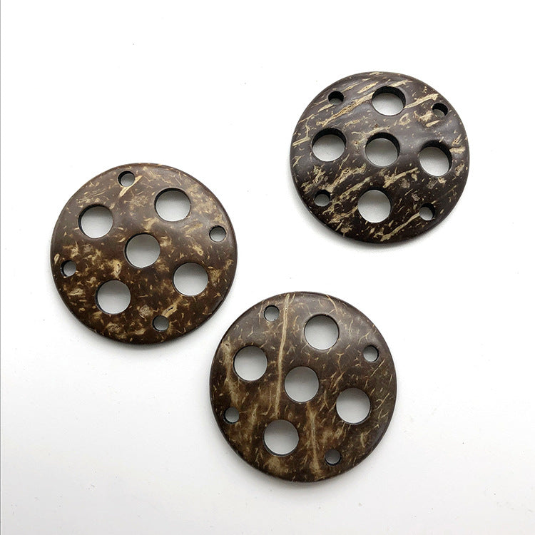 44mm kulatý 9-dírkový dekorativní knoflík z kokosové skořápky 20 ks