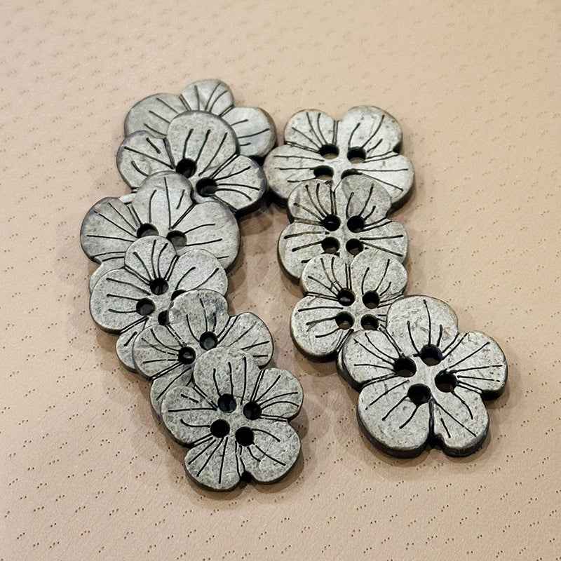 23mm Laser-Cut Plum Blossom Coconut Shell Shoe Buttons 40pcs