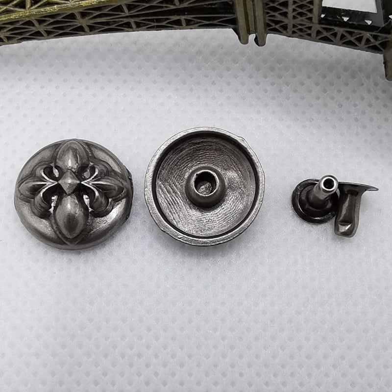 Vintage Silver Round Cross Rivet Stud Buttons for Retro Jeans