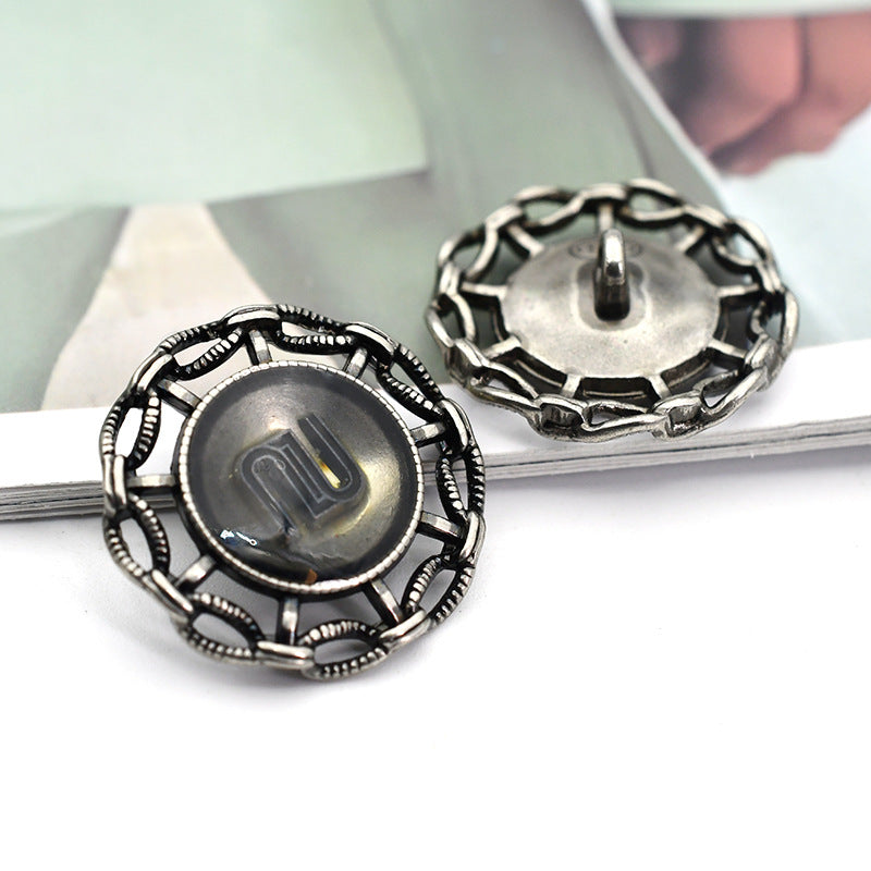 Butoane cu tijă metalică literă M de 18/23mm pentru costume și paltoane 10 bucăți