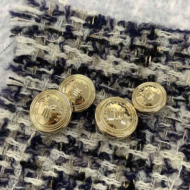 Vintage Frosted Gold & Frosted Silver Round Metal Shank Buttons 48PCS