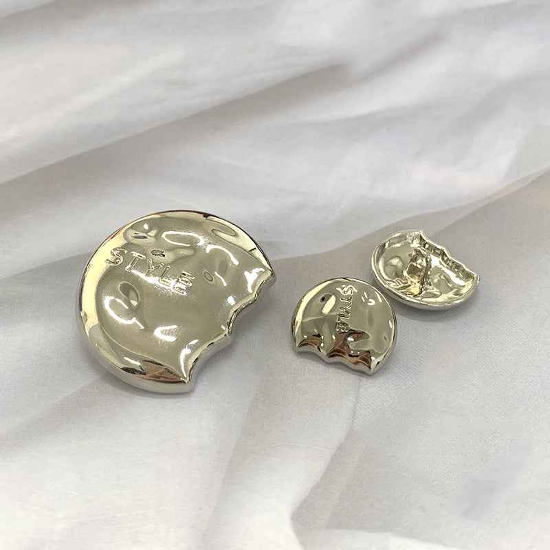 Vintage Semi-Circular Metal Shank Buttons 48pcs (18mm/20mm/35mm)