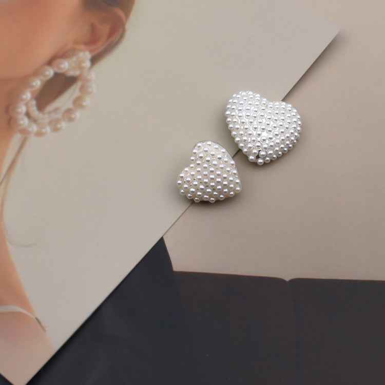 Heart Pearl Rhinestone Luxury Metal Buttons for Cardigans 12pcs