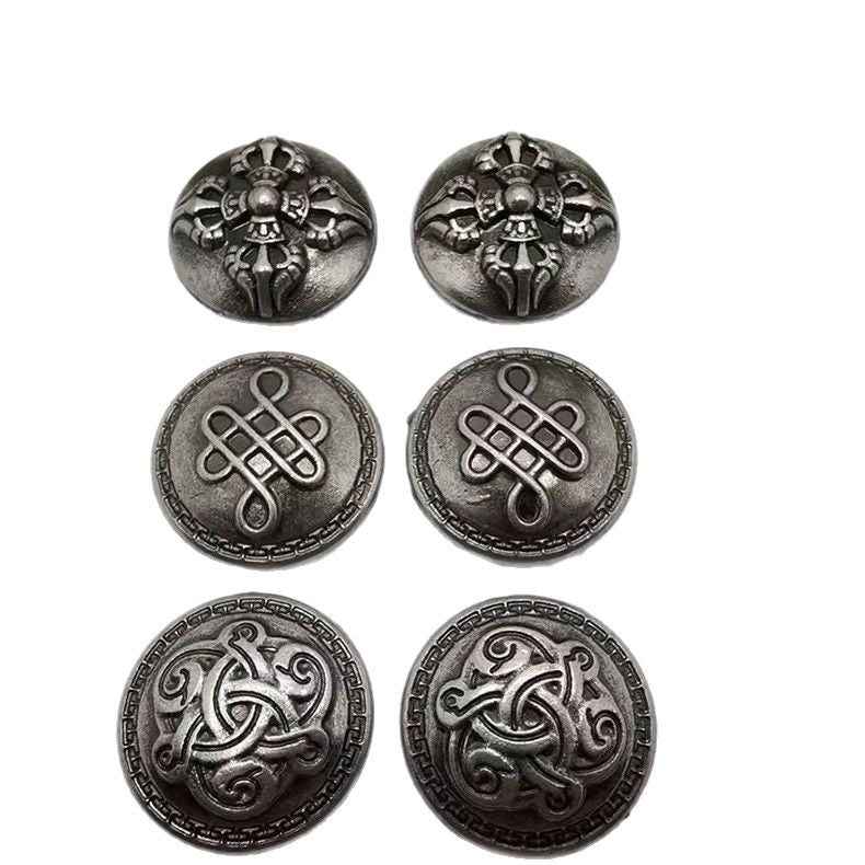 Round Alloy Cross Rivets Antique Silver Gothic Punk Studs 30 Pack