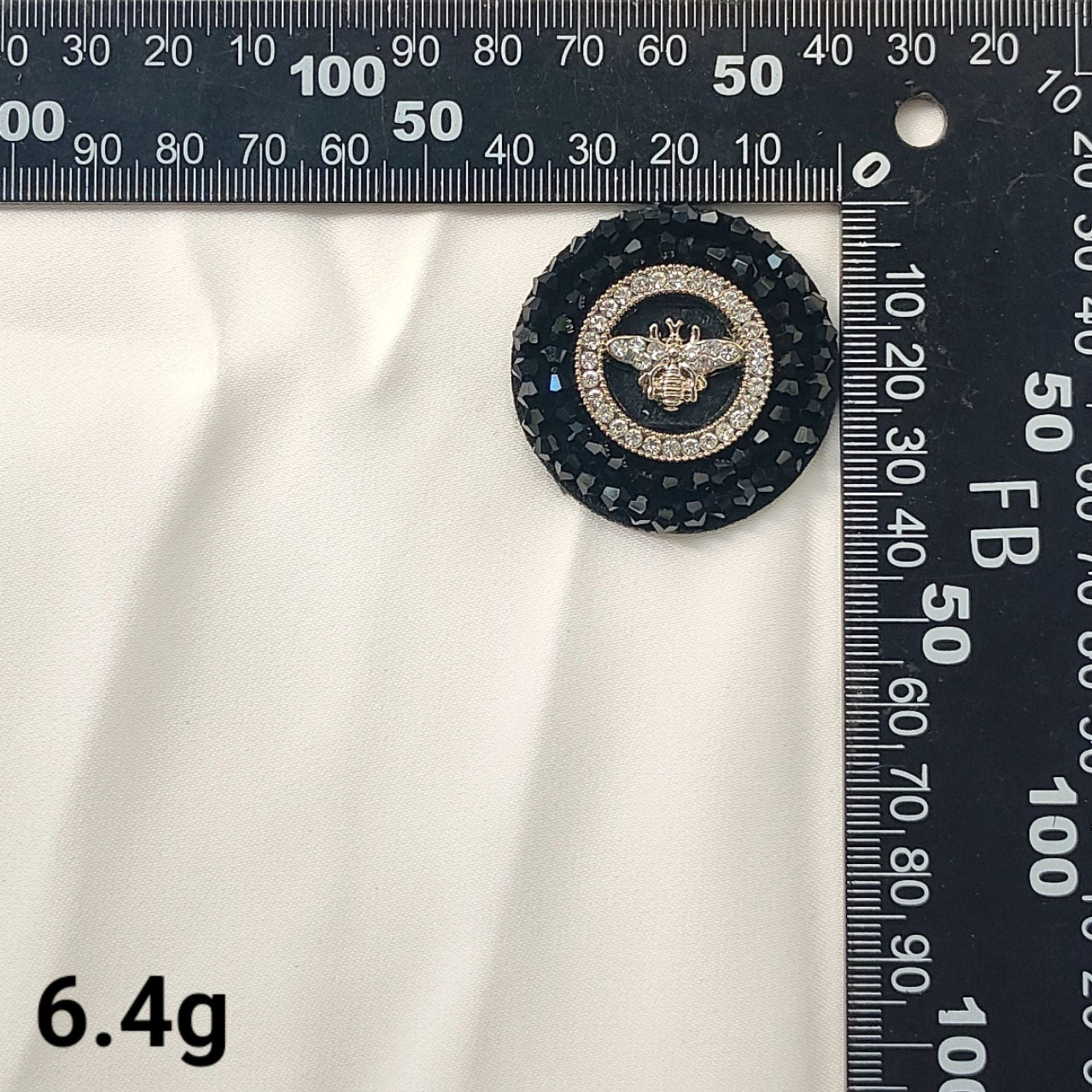 Sorte krystalperlede bi- og guldsmedbroderede patches 14 stk.