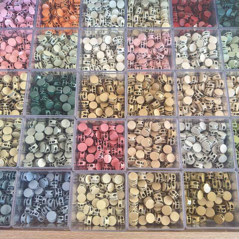 14MM Metal 2-Hole Cylinder Spring Cord Lock 96 Pack(16 Colors)