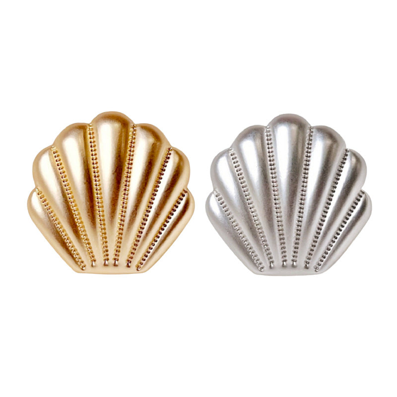 Butoane cu tijă metalică stil cochilie argintiu auriu mat francez 18/23mm, 12 bucăți