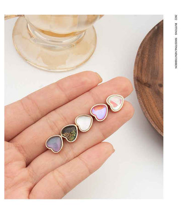10mm Heart Shaped Buttons with Gold Edge Iridescent Finish 30pcs