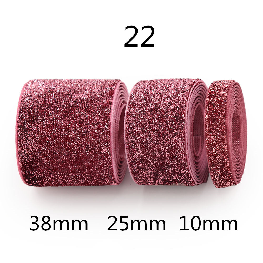 10/25/38mm Gradient Chenille Bånd med Glimmer 3 Størrelses Pakke
