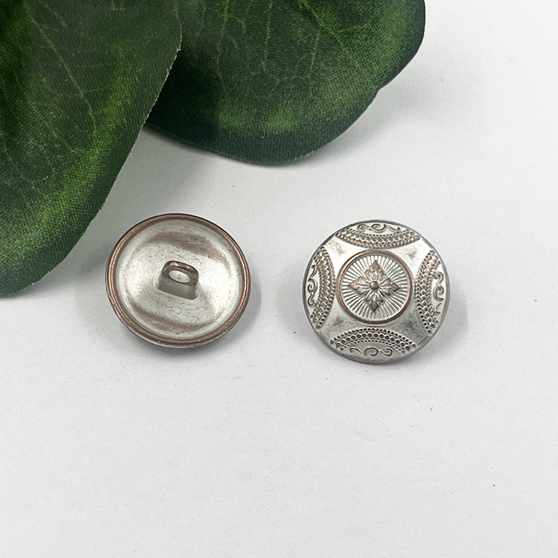 15mm 18mm Κινέζικα Ρετρό Κουμπιά Μεταλλικά με Σχέδιο Λουλουδιού 50 τεμ.