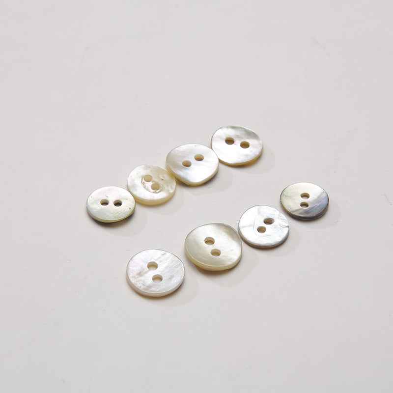 2-Hole Round Mother-of-Pearl Shell Buttons for Blouses, Sweaters 100 Pack