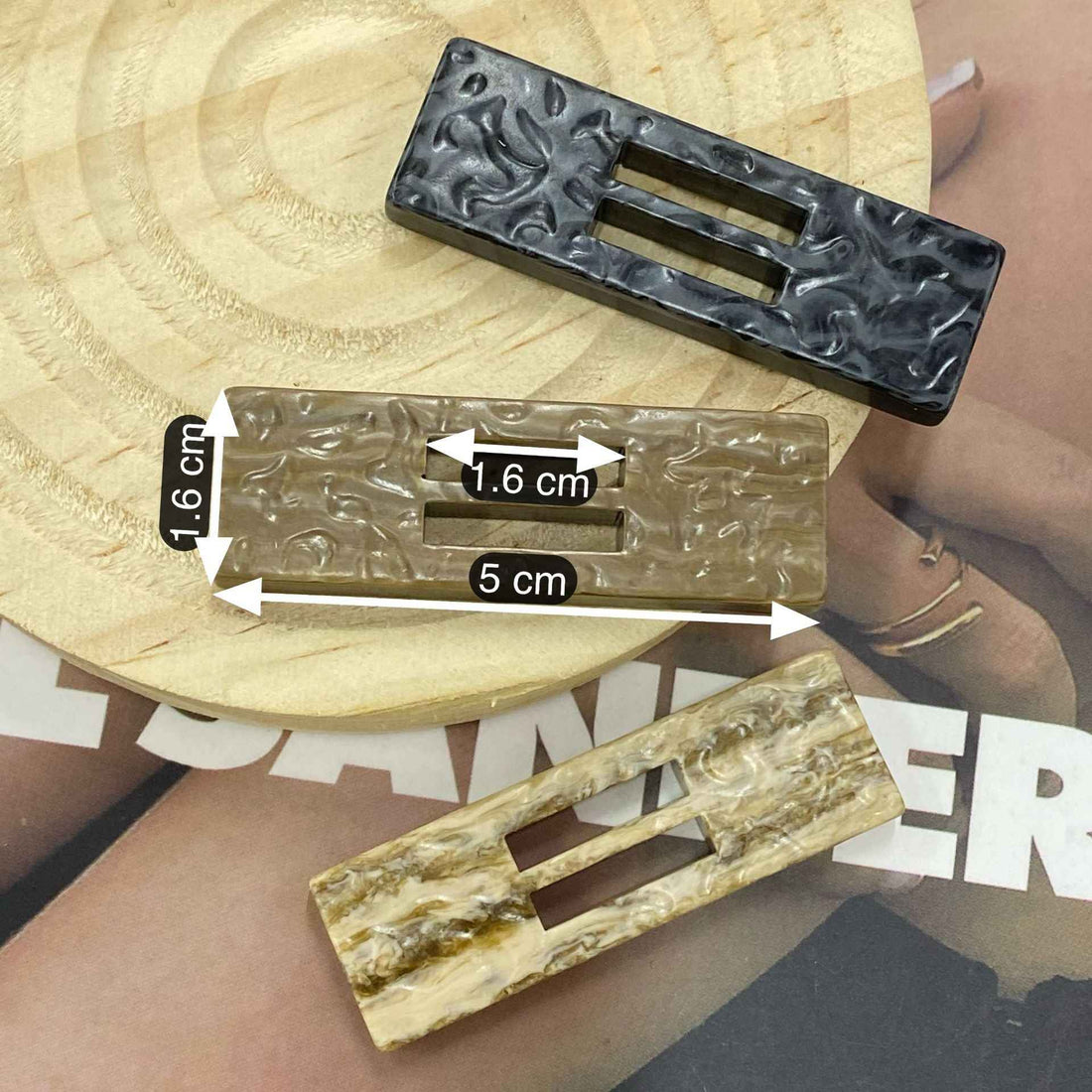 5cm Rectangular Resin 2-Hole Buckle Buttons 20pcs