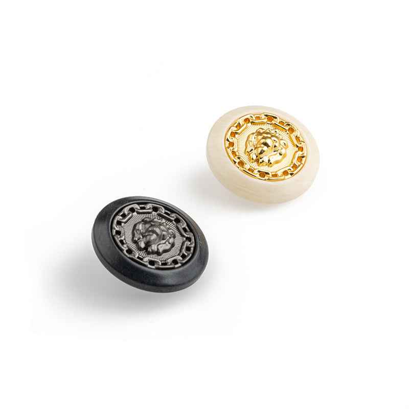 Round Lion Resin-Metal Combo Buttons 40pcs for Outerwear Sweaters