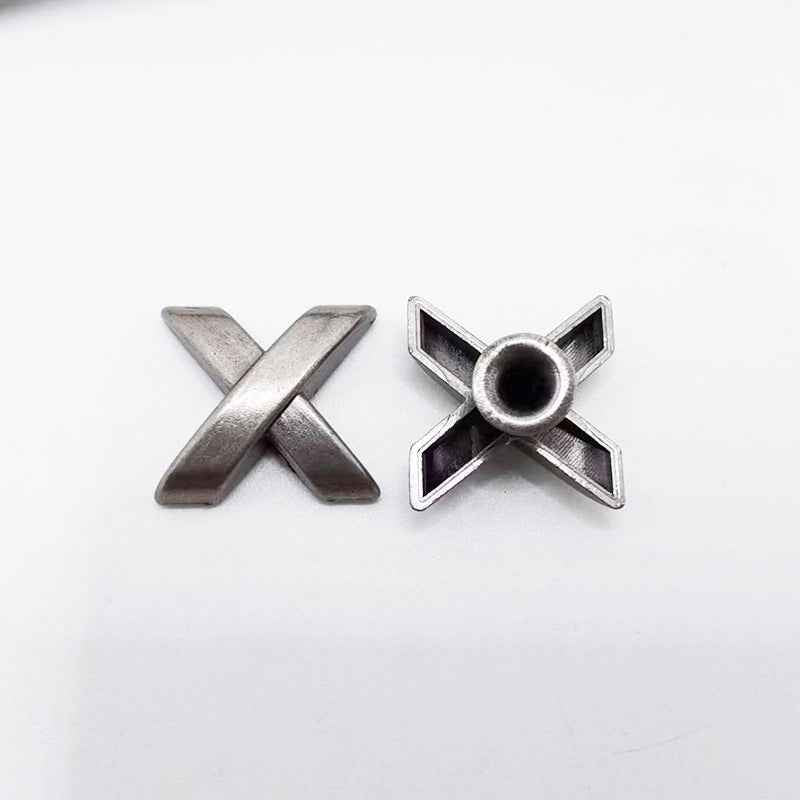13MM Antique Silver X-Shaped Metal Rivet Studs for Leather 30 Pack